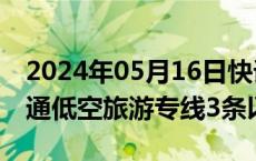 2024年05月16日快讯 内蒙古：到2025年开通低空旅游专线3条以上