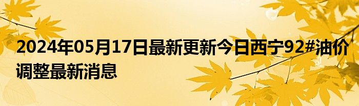 2024年05月17日最新更新今日西宁92#油价调整最新消息