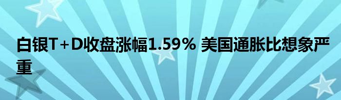 白银T+D收盘涨幅1.59% 美国通胀比想象严重