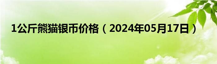 1公斤熊猫银币价格（2024年05月17日）