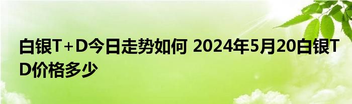 白银T+D今日走势如何 2024年5月20白银TD价格多少