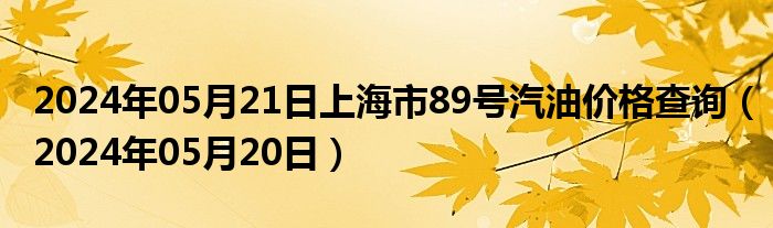 2024年05月21日上海市89号汽油价格查询（2024年05月20日）