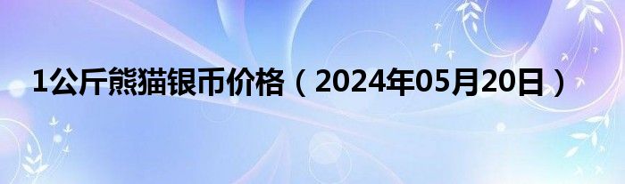 1公斤熊猫银币价格（2024年05月20日）