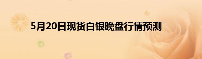 5月20日现货白银晚盘行情预测