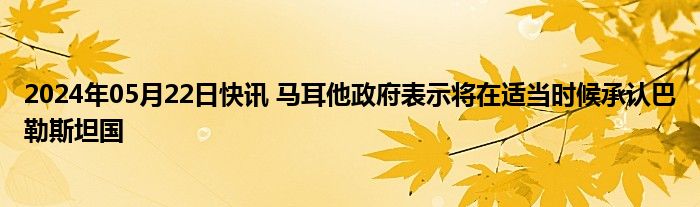 2024年05月22日快讯 马耳他政府表示将在适当时候承认巴勒斯坦国