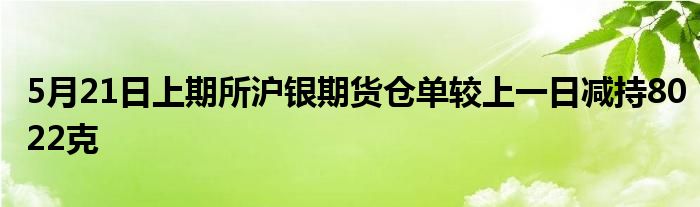 5月21日上期所沪银期货仓单较上一日减持8022克