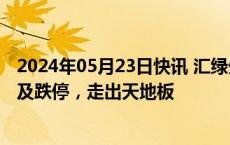 2024年05月23日快讯 汇绿生态盘初触及涨停后快速跳水触及跌停，走出天地板