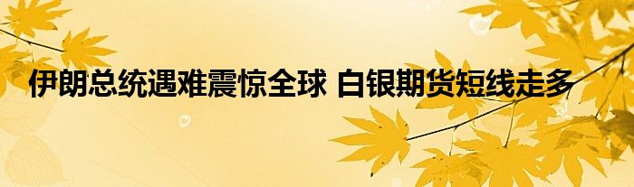 伊朗总统遇难震惊全球 白银期货短线走多