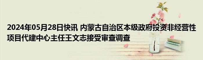 2024年05月28日快讯 内蒙古自治区本级政府投资非经营性项目代建中心主任王文志接受审查调查