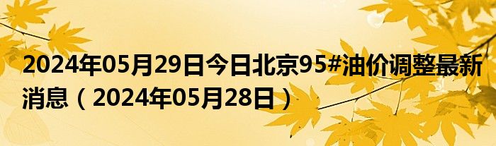 2024年05月29日今日北京95#油价调整最新消息（2024年05月28日）