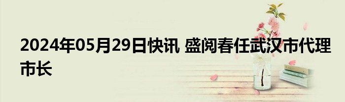 2024年05月29日快讯 盛阅春任武汉市代理市长