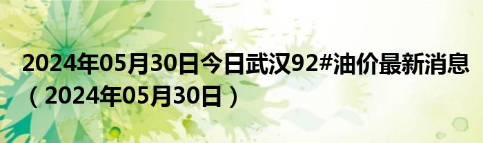 2024年05月30日今日武汉92#油价最新消息（2024年05月30日）