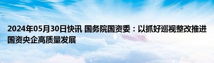 2024年05月30日快讯 国务院国资委：以抓好巡视整改推进国资央企高质量发展