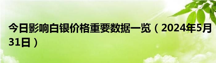 今日影响白银价格重要数据一览（2024年5月31日）