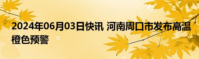 2024年06月03日快讯 河南周口市发布高温橙色预警