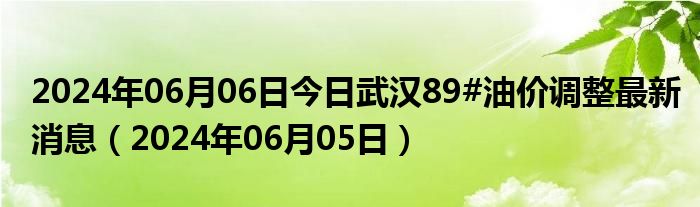 2024年06月06日今日武汉89#油价调整最新消息（2024年06月05日）