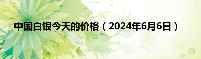 中国白银今天的价格（2024年6月6日）