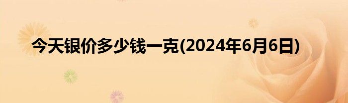 今天银价多少钱一克(2024年6月6日)