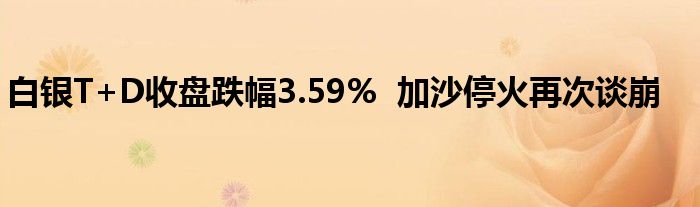 白银T+D收盘跌幅3.59%  加沙停火再次谈崩