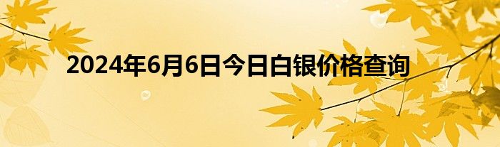 2024年6月6日今日白银价格查询