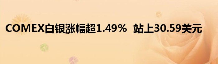 COMEX白银涨幅超1.49%  站上30.59美元