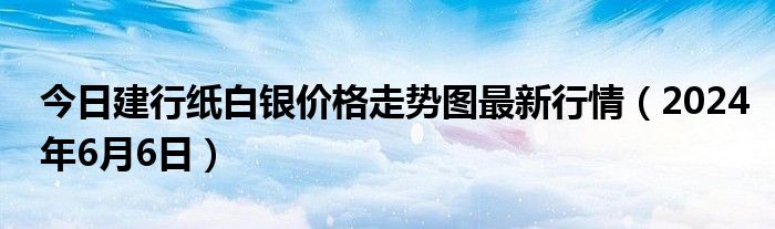 今日建行纸白银价格走势图最新行情（2024年6月6日）