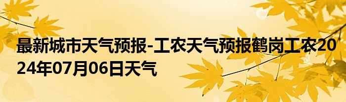 最新城市天气预报-工农天气预报鹤岗工农2024年07月06日天气