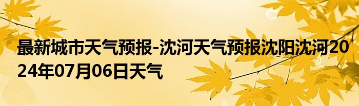 最新城市天气预报-沈河天气预报沈阳沈河2024年07月06日天气