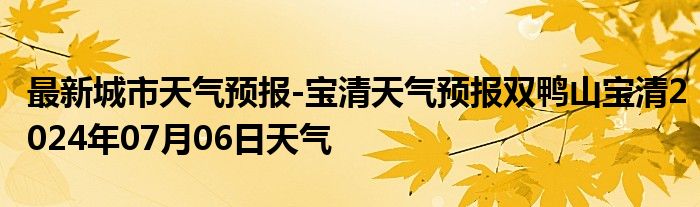 最新城市天气预报-宝清天气预报双鸭山宝清2024年07月06日天气