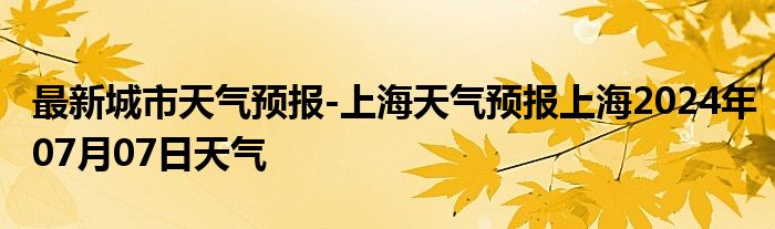 最新城市天气预报-上海天气预报上海2024年07月07日天气