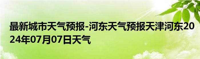 最新城市天气预报-河东天气预报天津河东2024年07月07日天气