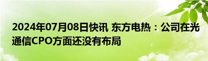 2024年07月08日快讯 东方电热：公司在光通信CPO方面还没有布局