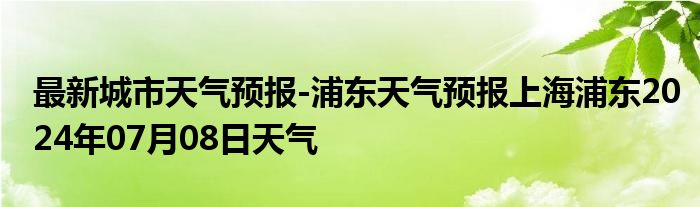 最新城市天气预报-浦东天气预报上海浦东2024年07月08日天气