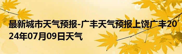 最新城市天气预报-广丰天气预报上饶广丰2024年07月09日天气