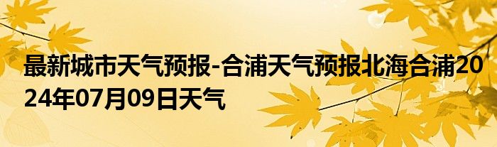 最新城市天气预报-合浦天气预报北海合浦2024年07月09日天气