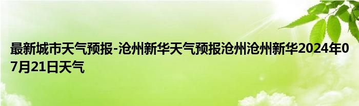 最新城市天气预报-沧州新华天气预报沧州沧州新华2024年07月21日天气