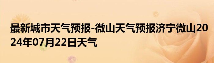 最新城市天气预报-微山天气预报济宁微山2024年07月22日天气