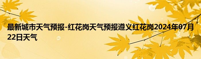 最新城市天气预报-红花岗天气预报遵义红花岗2024年07月22日天气