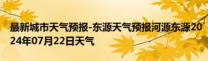 最新城市天气预报-东源天气预报河源东源2024年07月22日天气