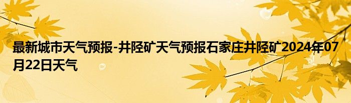 最新城市天气预报-井陉矿天气预报石家庄井陉矿2024年07月22日天气