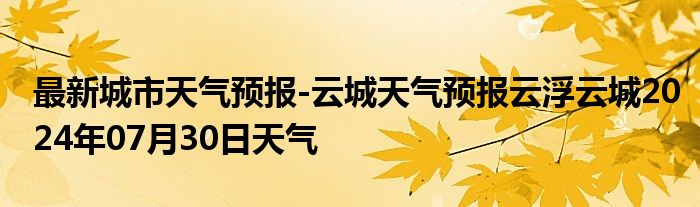 最新城市天气预报-云城天气预报云浮云城2024年07月30日天气