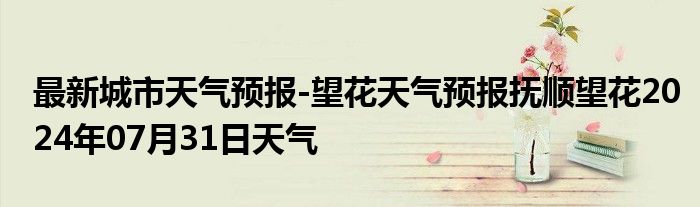 最新城市天气预报-望花天气预报抚顺望花2024年07月31日天气