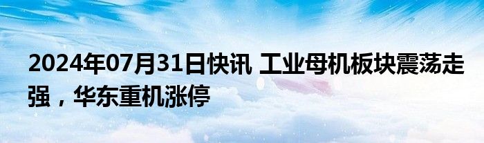 2024年07月31日快讯 工业母机板块震荡走强，华东重机涨停