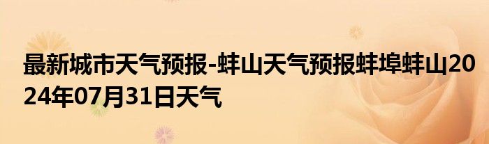 最新城市天气预报-蚌山天气预报蚌埠蚌山2024年07月31日天气