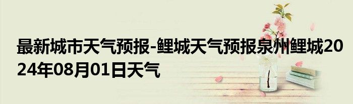 最新城市天气预报-鲤城天气预报泉州鲤城2024年08月01日天气