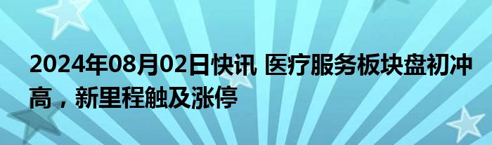 2024年08月02日快讯 医疗服务板块盘初冲高，新里程触及涨停