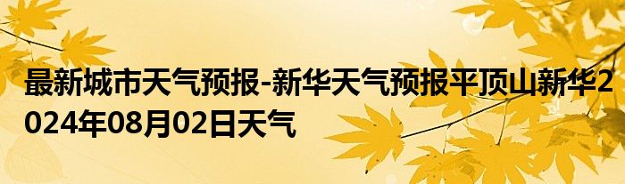 最新城市天气预报-新华天气预报平顶山新华2024年08月02日天气