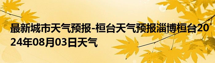 最新城市天气预报-桓台天气预报淄博桓台2024年08月03日天气