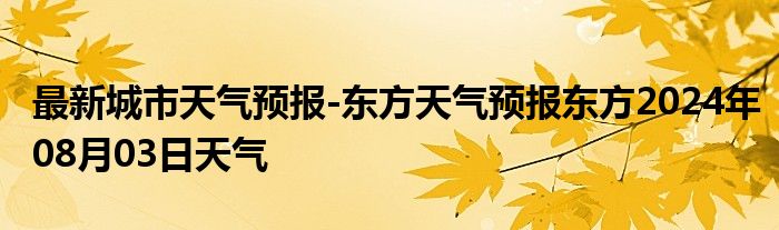 最新城市天气预报-东方天气预报东方2024年08月03日天气