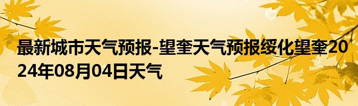 最新城市天气预报-望奎天气预报绥化望奎2024年08月04日天气